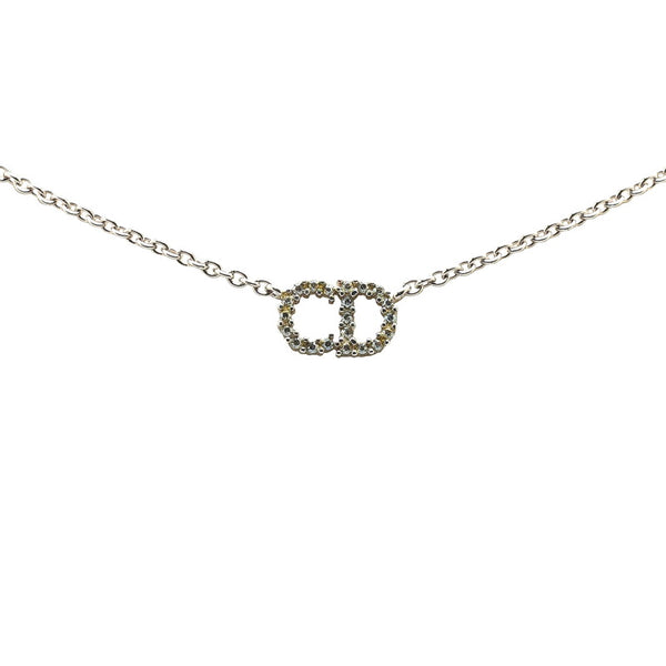ディオール CLAIR D LUNE クレール ディー リュヌ CDロゴ ラインストーン ネックレス シルバー メタル レディース Dior 【中古】
