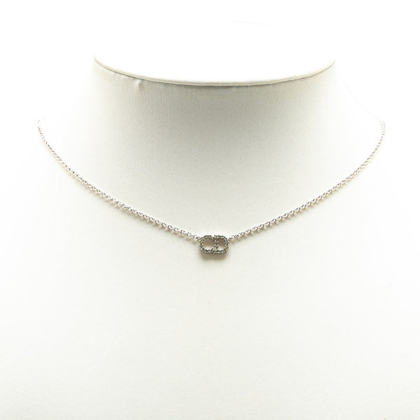 ディオール CLAIR D LUNE クレール ディー リュヌ CDロゴ ラインストーン ネックレス シルバー メタル レディース Dior 【中古】