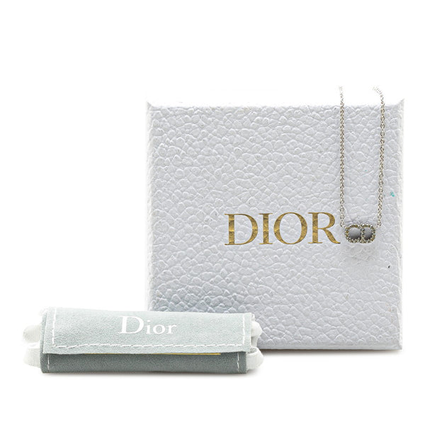 ディオール CLAIR D LUNE クレール ディー リュヌ CDロゴ ラインストーン ネックレス シルバー メタル レディース Dior 【中古】