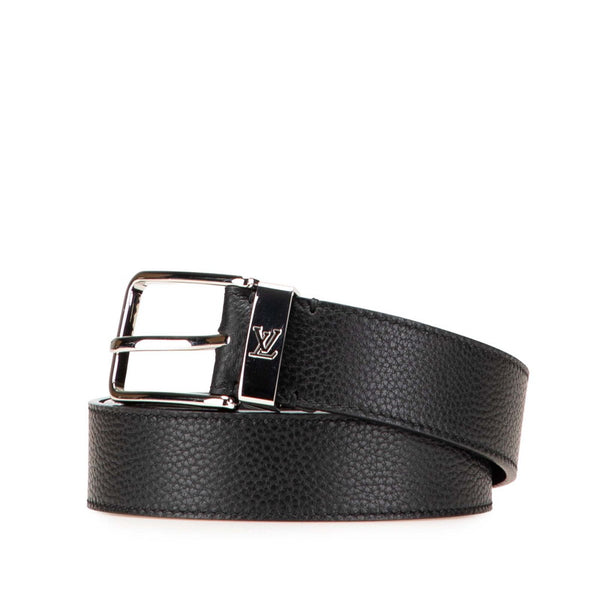 ルイ ヴィトン サンチュール ポンヌフ ベルト 80/32 M6066 ブラック シルバー レザー メタル メンズ LOUIS VUITTON 【中古】