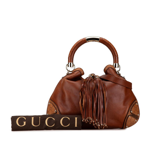 グッチ グッチシマ インディ フリンジ ハンドバッグ ショルダーバッグ 2WAY 185566 ブラウン レザー レディース GUCCI 【中古】