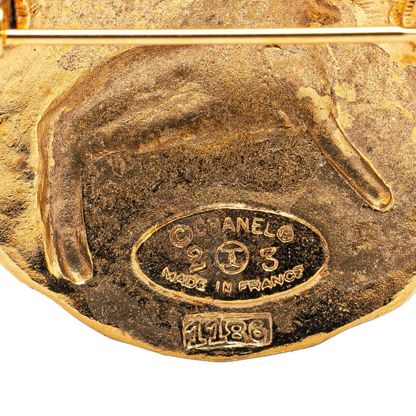 シャネル ライオン ロゴ ブローチ ゴールド メッキ レディース CHANEL 【中古】
