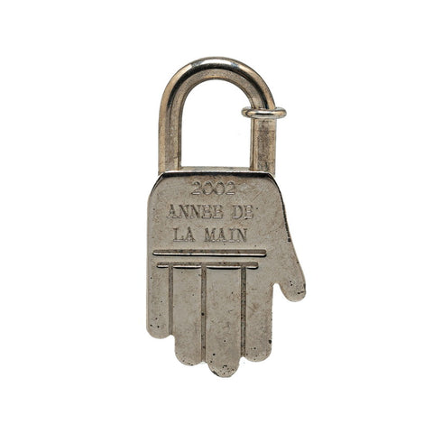 エルメス ハンド 2002年限定 カデナ パドロック 南京錠 シルバー メタル レディース HERMES 【中古】