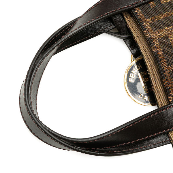 フェンディ ズッカ トートバッグ 8BH173 ブラウン キャンバス レザー レディース FENDI 【中古】