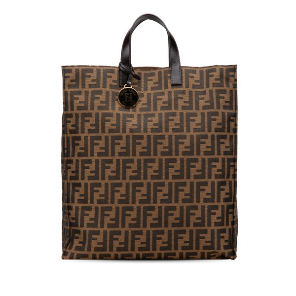 フェンディ ズッカ トートバッグ 8BH173 ブラウン キャンバス レザー レディース FENDI 【中古】