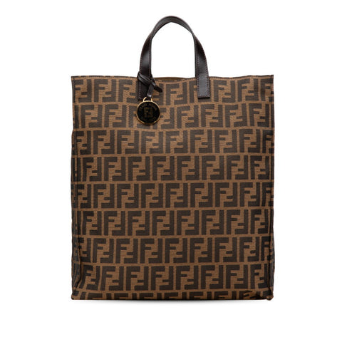 フェンディ ズッカ トートバッグ 8BH173 ブラウン キャンバス レザー レディース FENDI 【中古】