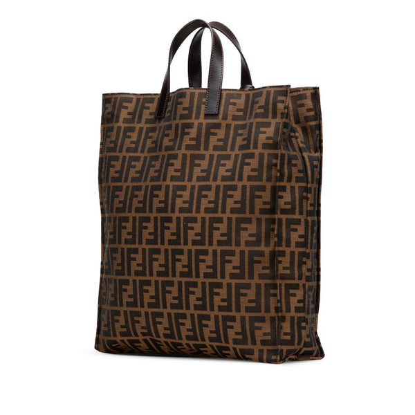 フェンディ ズッカ トートバッグ 8BH173 ブラウン キャンバス レザー レディース FENDI 【中古】