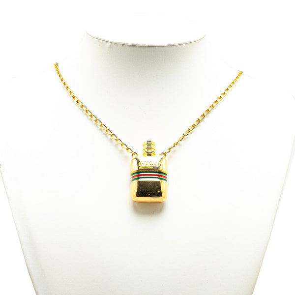 グッチ 香水瓶 シェリーライン ロングネックレス ゴールド マルチカラー メッキ レディース GUCCI 【中古】