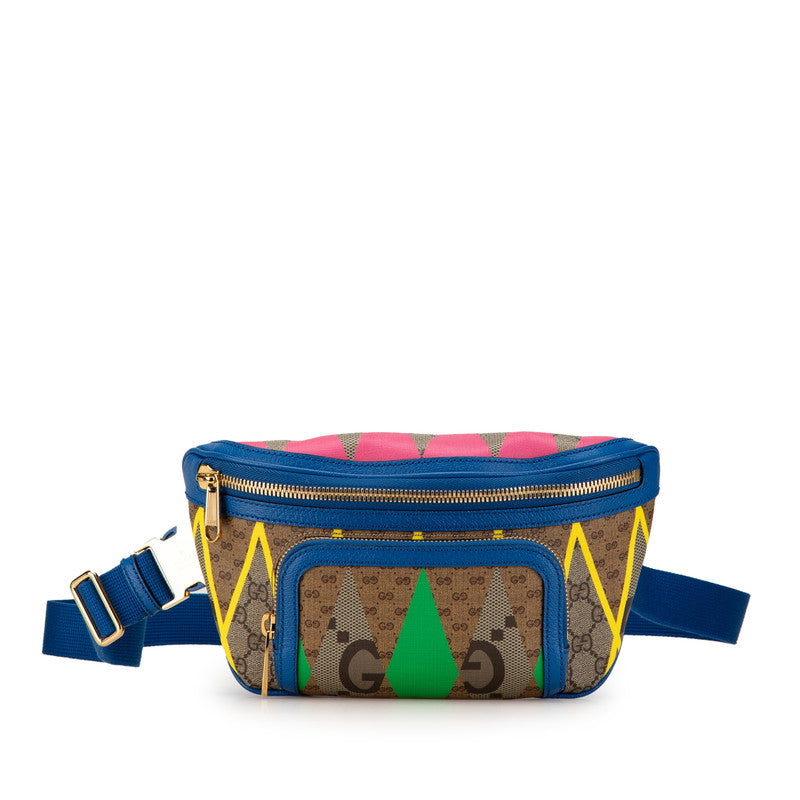 グッチ GGランバス ボディバッグ ウエストバッグ 733240 ベージュ ブルー マルチカラー PVC レザー レディース GUCCI 【中古】