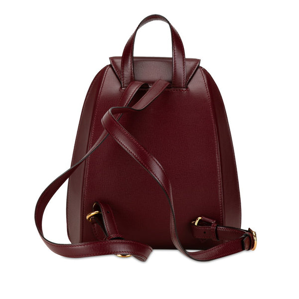 カルティエ マストライン リュック バックパック ワインレッド ボルドー レザー レディース CARTIER 【中古】