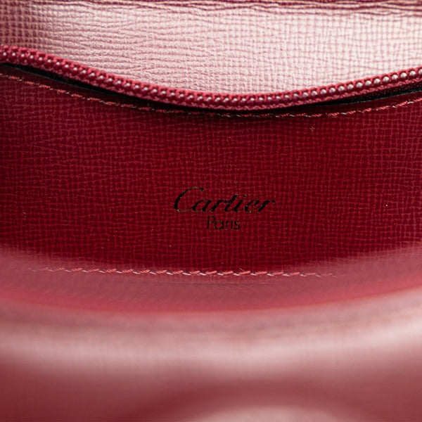 カルティエ マストライン リュック バックパック ワインレッド ボルドー レザー レディース CARTIER 【中古】