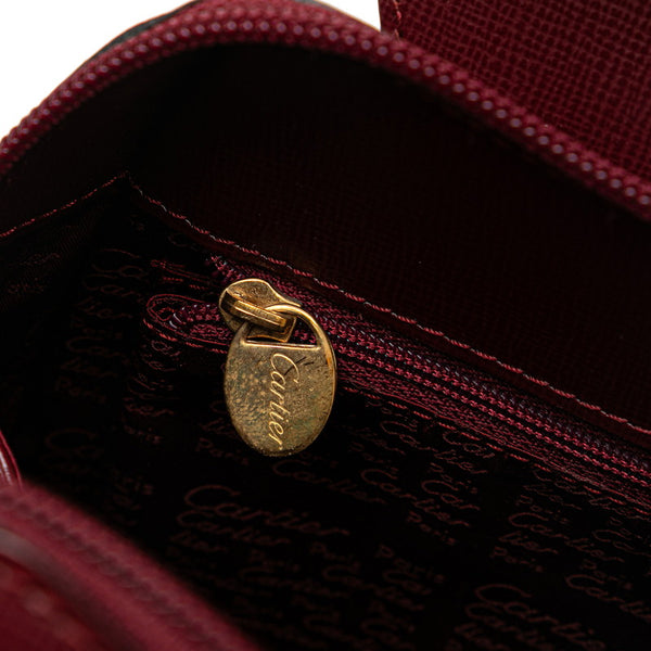 カルティエ マストライン リュック バックパック ワインレッド ボルドー レザー レディース CARTIER 【中古】