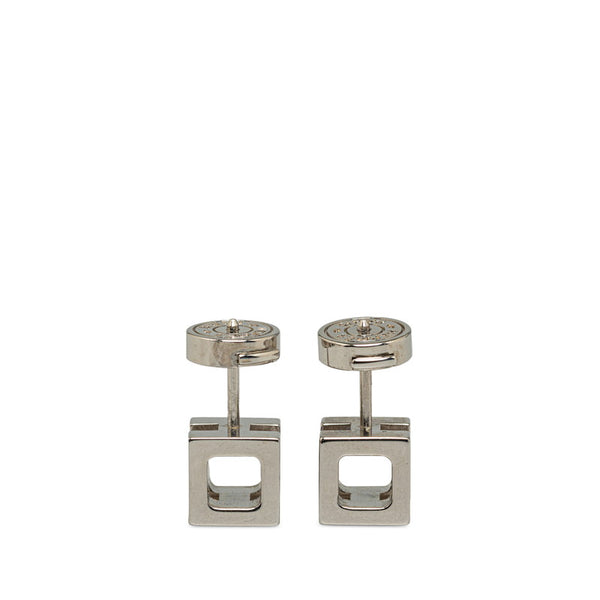 エルメス カージュドアッシュ Hキューブ ピアス シルバー ホワイト メタル レディース HERMES 【中古】
