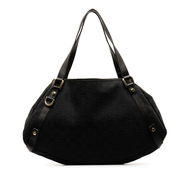 グッチ GGキャンバス アビー ハンドバッグ トートバッグ 130736 ブラック キャンバス レザー レディース GUCCI 【中古】