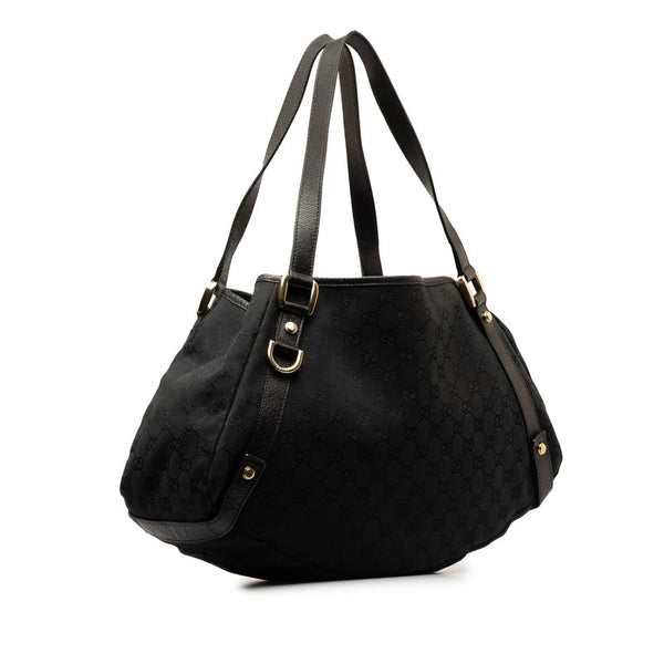 グッチ GGキャンバス アビー ハンドバッグ トートバッグ 130736 ブラック キャンバス レザー レディース GUCCI 【中古】