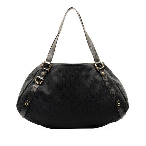 グッチ GGキャンバス アビー ハンドバッグ トートバッグ 130736 ブラック キャンバス レザー レディース GUCCI 【中古】