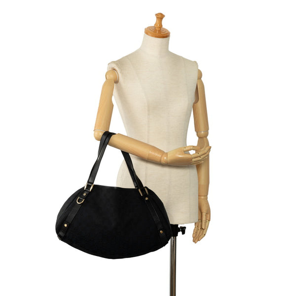 グッチ GGキャンバス アビー ハンドバッグ トートバッグ 130736 ブラック キャンバス レザー レディース GUCCI 【中古】