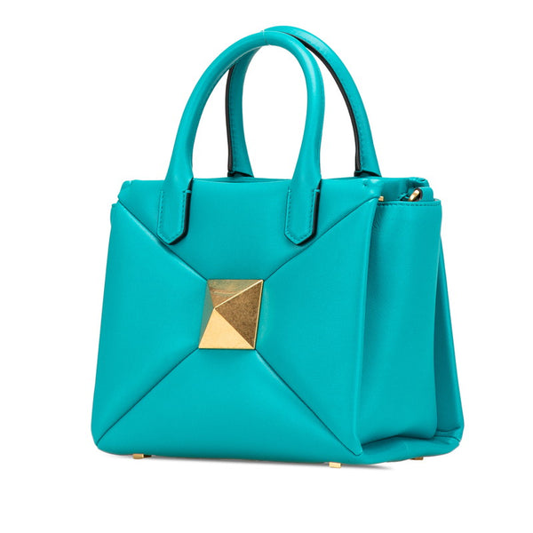 ヴァレンティノ ワンスタッズ トートバッグ ショルダーバッグ 2WAY グリーン レザー レディース VALENTINO 【中古】