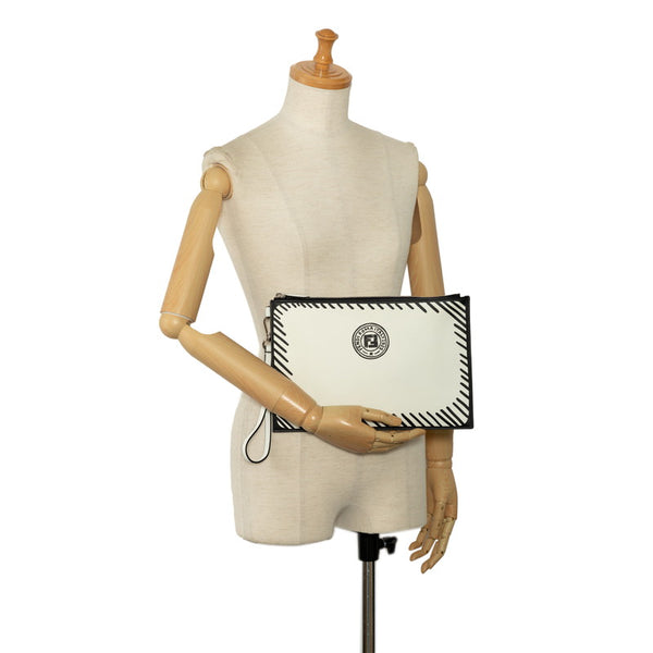 フェンディ ×ジョシュアヴィーダス クラッチバッグ セカンドバッグ 7N0110 ホワイト ブラック レザー レディース FENDI 【中古】