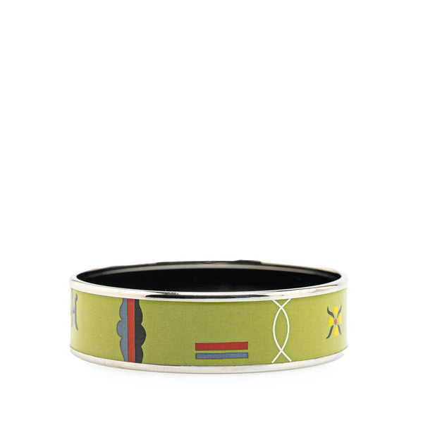エルメス エマイユ バングル シルバー グリーン マルチカラー メタル レディース HERMES 【中古】