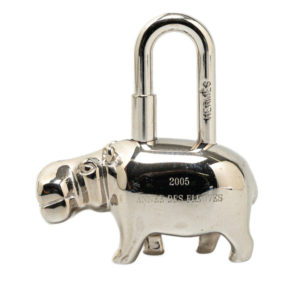 エルメス 2005 ANNEE DES FLEUVES ヒポポタマス カバ カデナ チャーム シルバー メタル レディース HERMES 【中古】