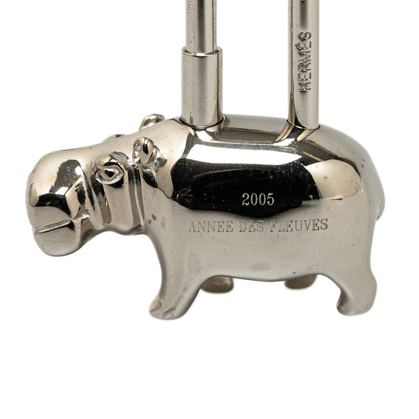 エルメス 2005 ANNEE DES FLEUVES ヒポポタマス カバ カデナ チャーム シルバー メタル レディース HERMES 【中古】
