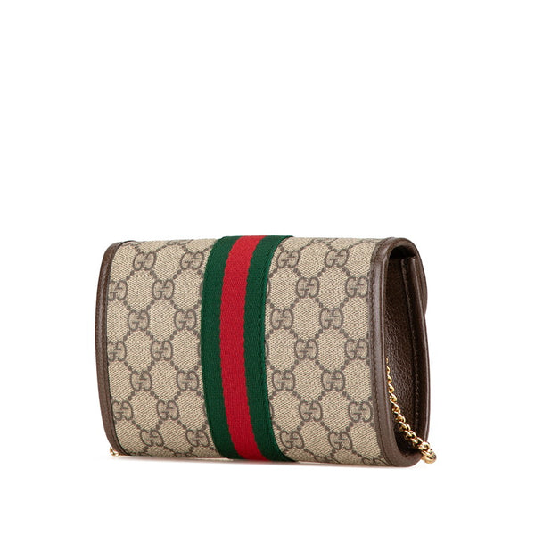 グッチ ラジャ オフィディア ウェブストライプ タイガー 斜め掛け チェーン ミニショルダーバッグ 573797 ベージュ ブラウン マルチカラー PVC レザー レディース GUCCI 【中古】