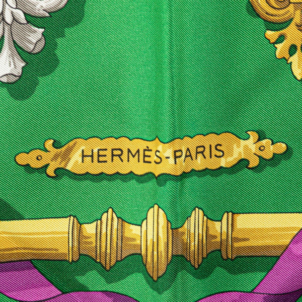 エルメス カレ90 FERRONNERIE 鉄細工 スカーフ グリーン マルチカラー シルク レディース HERMES 【中古】