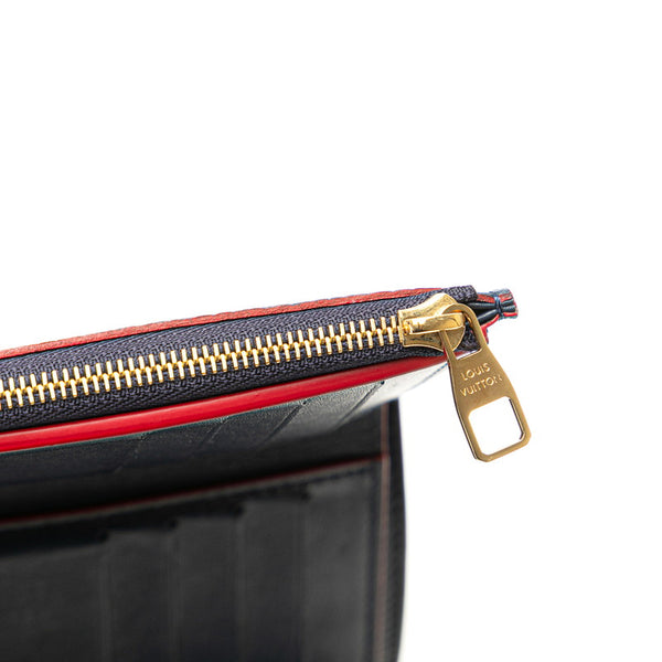ルイ ヴィトン ポルトフォイユ カプシーヌ 三つ折り財布 M63741 ネイビー マリーヌルージュ トリヨンレザー レディース LOUIS VUITTON 【中古】