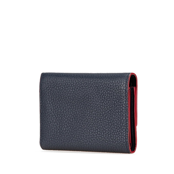 ルイ ヴィトン ポルトフォイユ カプシーヌ 三つ折り財布 M63741 ネイビー マリーヌルージュ トリヨンレザー レディース LOUIS VUITTON 【中古】