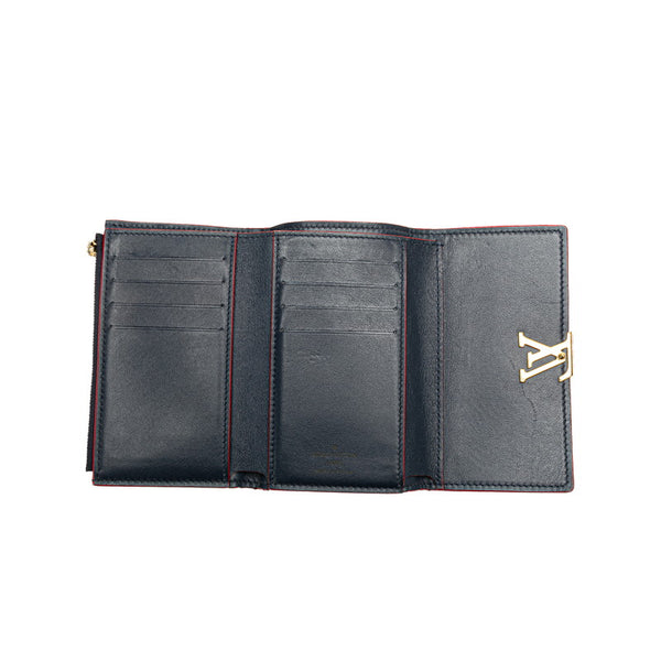 ルイ ヴィトン ポルトフォイユ カプシーヌ 三つ折り財布 M63741 ネイビー マリーヌルージュ トリヨンレザー レディース LOUIS VUITTON 【中古】
