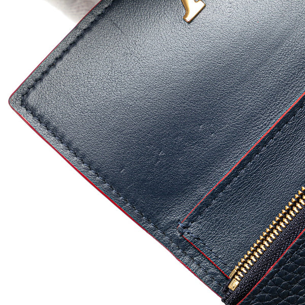 ルイ ヴィトン ポルトフォイユ カプシーヌ 三つ折り財布 M63741 ネイビー マリーヌルージュ トリヨンレザー レディース LOUIS VUITTON 【中古】