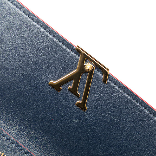 ルイ ヴィトン ポルトフォイユ カプシーヌ 三つ折り財布 M63741 ネイビー マリーヌルージュ トリヨンレザー レディース LOUIS VUITTON 【中古】