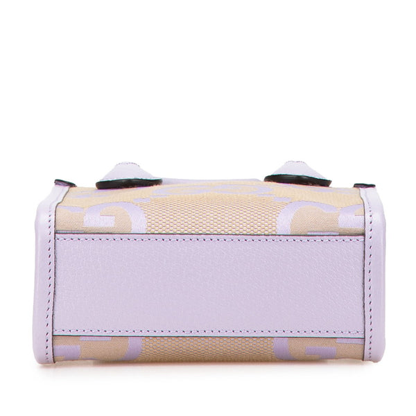 グッチ ジャンボGG ミニトート ハンドバッグ ショルダーバッグ 2WAY 671623 パープル ベージュ キャンバス レザー レディース GUCCI 【中古】