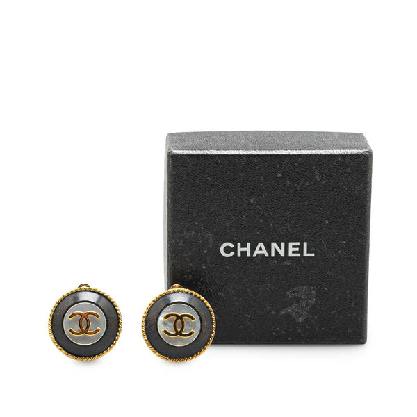 シャネル ヴィンテージ ココマーク イヤリング ゴールド ブラック メッキ レディース CHANEL 【中古】