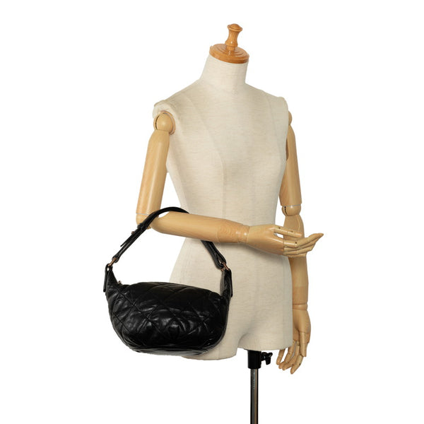 シャネル ワイルドステッチ ココマーク ショルダーバッグ ブラック レザー レディース CHANEL 【中古】