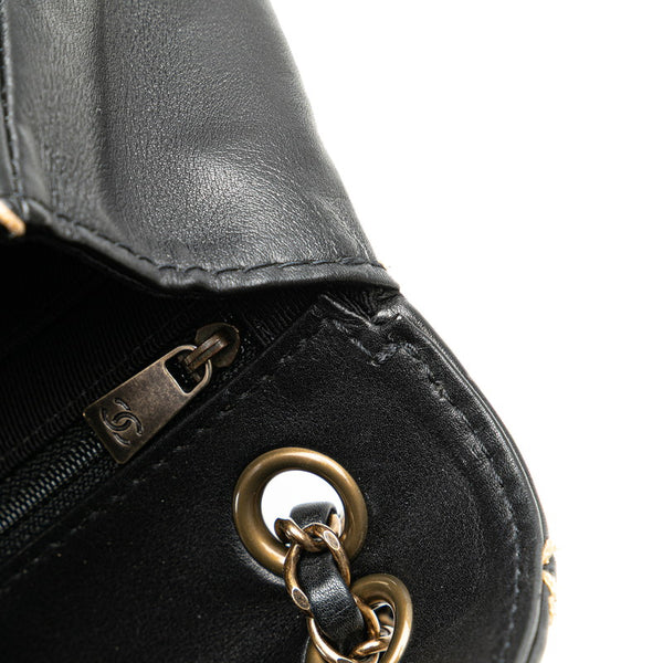 シャネル ココマーク ワイルドステッチ チェーン ショルダーバッグ ブラック ラムスキン レディース CHANEL 【中古】