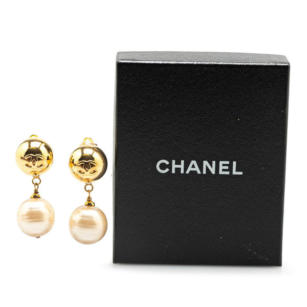 シャネル ココマーク ボール スイング イヤリング ゴールド メッキ フェイクパール レディース CHANEL 【中古】