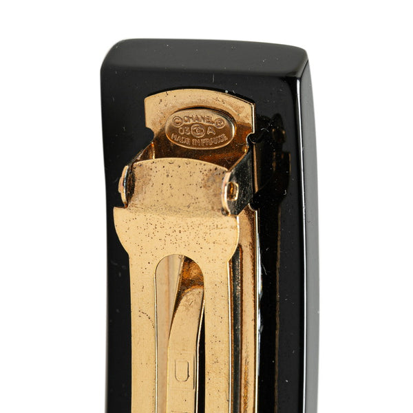 シャネル クローバー ツリー モチーフ バレッタ ブラック プラスチック メッキ レディース CHANEL 【中古】