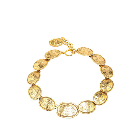 シャネル ココマーク 王冠 クラウン プレート ネックレス ゴールド メッキ レディース CHANEL 【中古】