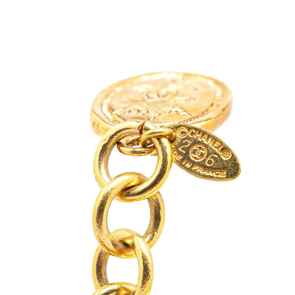 シャネル ココマーク 王冠 クラウン プレート ネックレス ゴールド メッキ レディース CHANEL 【中古】