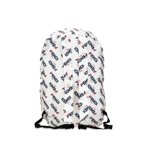 フェンディ ×FILA フェンディマニア リュック バックパック エコバッグ 7AR730 ホワイト ナイロン レザー レディース FENDI 【中古】