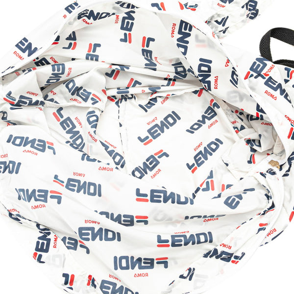 フェンディ ×FILA フェンディマニア リュック バックパック エコバッグ 7AR730 ホワイト ナイロン レザー レディース FENDI 【中古】