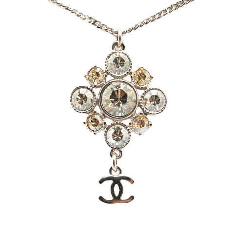 シャネル ココマーク ビジュー ラインストーン ネックレス シルバー メタル レディース CHANEL 【中古】