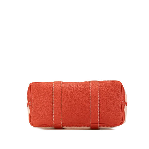 エルメス ガーデンパーティーPM ハンドバッグ トートバッグ レッド ホワイト トワルアッシュ ネゴンダ レディース HERMES 【中古】
