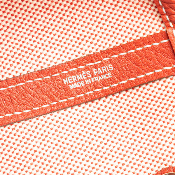 エルメス ガーデンパーティーPM ハンドバッグ トートバッグ レッド ホワイト トワルアッシュ ネゴンダ レディース HERMES 【中古】