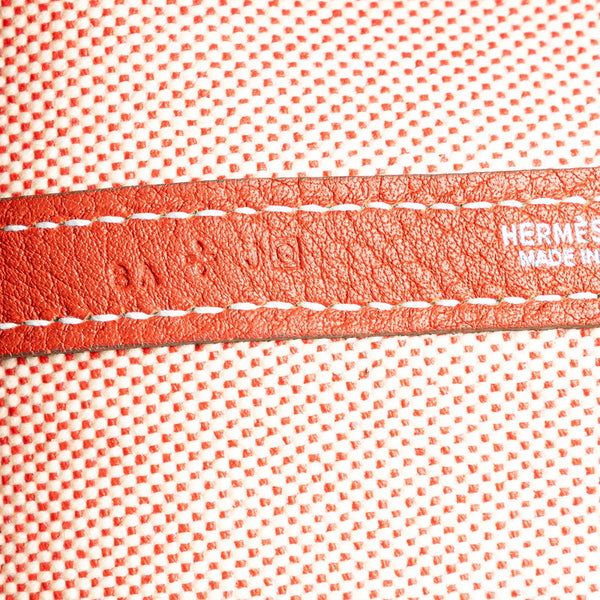 エルメス ガーデンパーティーPM ハンドバッグ トートバッグ レッド ホワイト トワルアッシュ ネゴンダ レディース HERMES 【中古】
