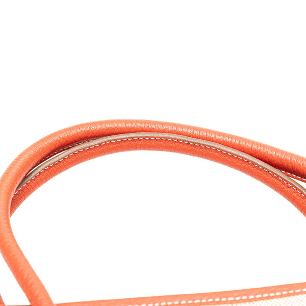 エルメス ガーデンパーティーPM ハンドバッグ トートバッグ レッド ホワイト トワルアッシュ ネゴンダ レディース HERMES 【中古】