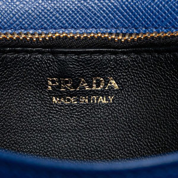 プラダ チェーン ショルダーウォレットバッグ 1BP012 ブルー サフィアーノレザー レディース PRADA 【中古】