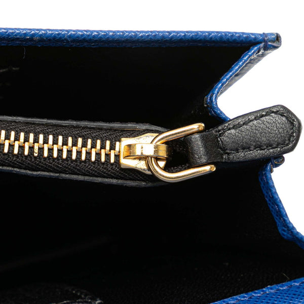 プラダ チェーン ショルダーウォレットバッグ 1BP012 ブルー サフィアーノレザー レディース PRADA 【中古】